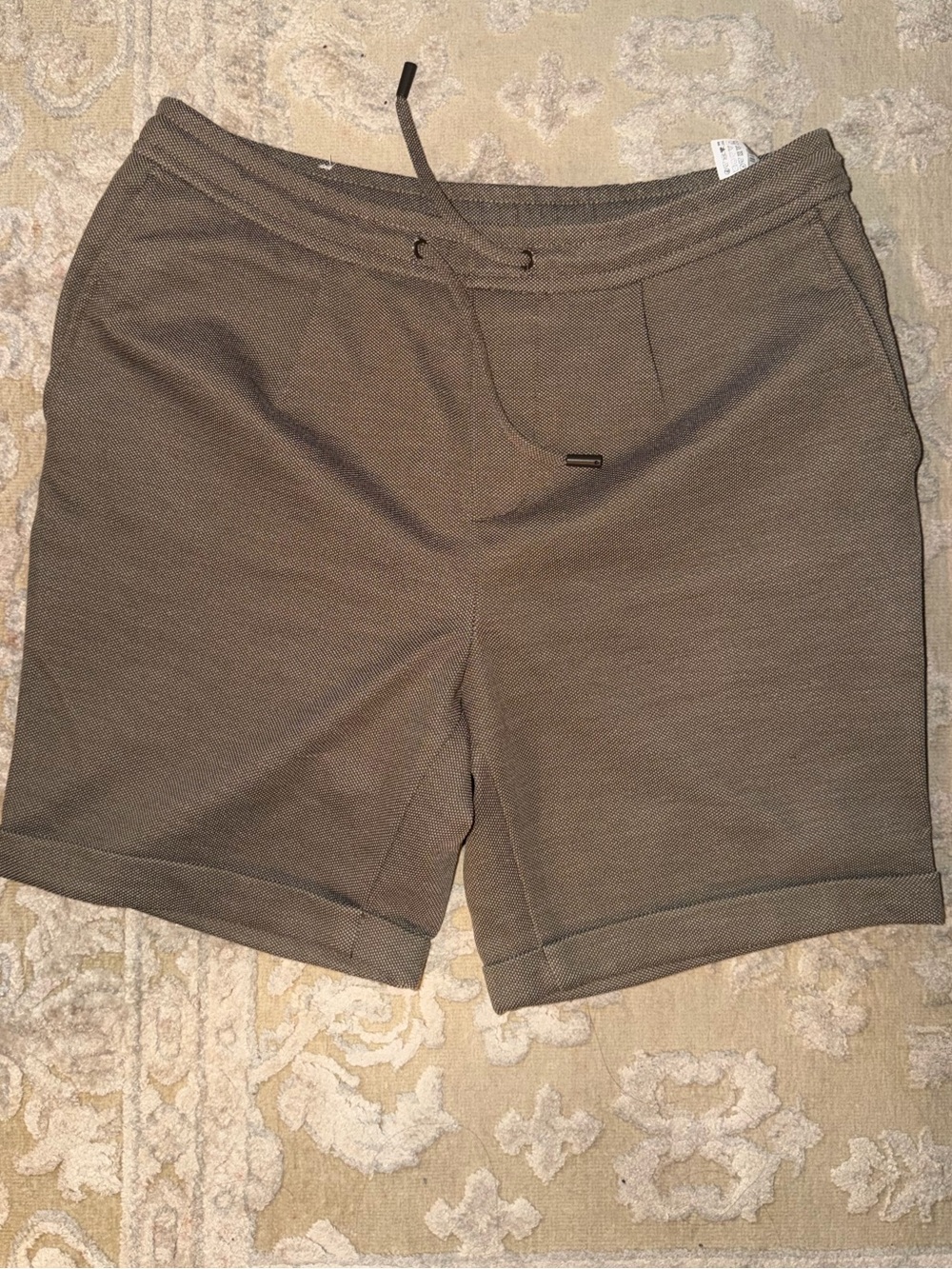Zara Men's Olive Green Drawstring Knit Shorts